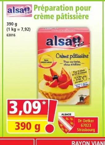 Norma ALSA Préparation pour crème pâtissière offre