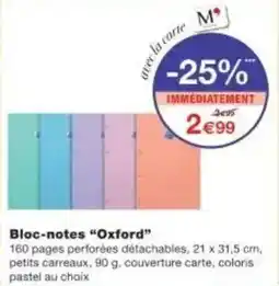 Monoprix Bloc-notes oxford offre