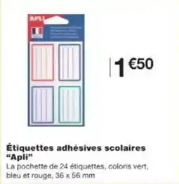 Monoprix Étiquettes adhésives scolaires apli offre