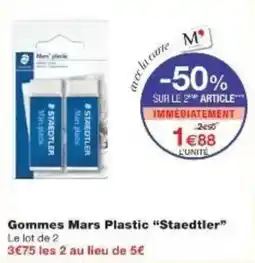 Monoprix Gommes mars plastic staedtler offre