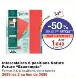 Monoprix Intercalaires 6 positions nature future exacompta offre