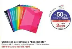 Monoprix Chemises à élastiques exacompta offre