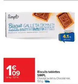 Carrefour Market Biscuits tablettes SIMPL offre