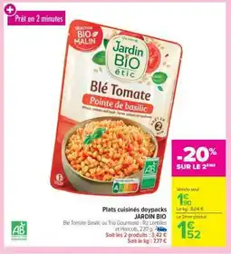 Carrefour Market Plats cuisinés doypacks JARDIN BIO offre