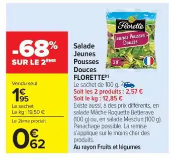 Carrefour Market Salade jeunes pousses douces FLORETTE offre