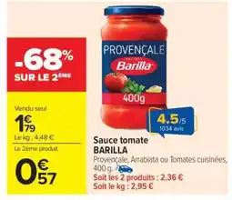 Carrefour Market Sauce Tomate Barilla offre
