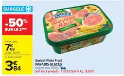Carrefour Market Sorbet plein fruit PARADIS GLACES offre