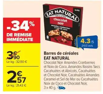 Carrefour Market Barres de céréales EAT NATURAL offre