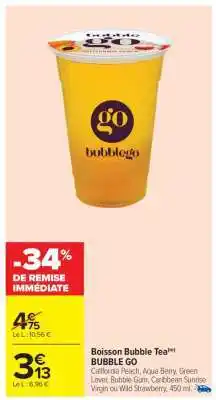 Carrefour Market Boisson Bubble Tea BUBBLE GO offre
