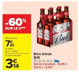 Carrefour Market Bière Blonde 'Bud' offre