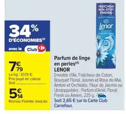 Carrefour Market Parfum de linge en perles LENOR offre