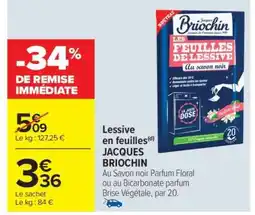 Carrefour Market Lessive en feuilles JACQUES BRIOCHIN offre