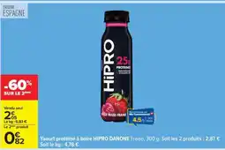 Carrefour Yaourt protéiné à boire HIPRO DANONE Fraise offre