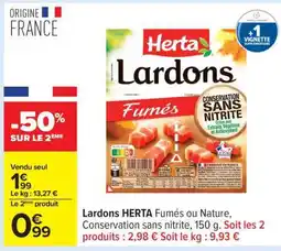Carrefour Lardons Herta offre