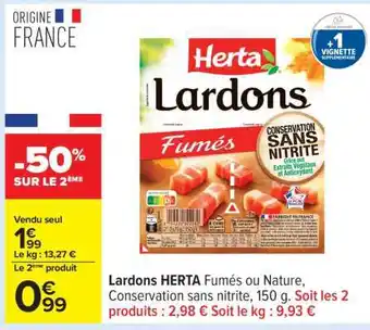 Carrefour Lardons Herta offre