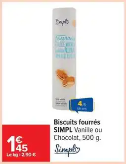 Carrefour Biscuits fourrés SIMPL offre