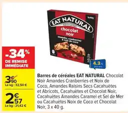 Carrefour Barres de céréales EAT NATURAL offre
