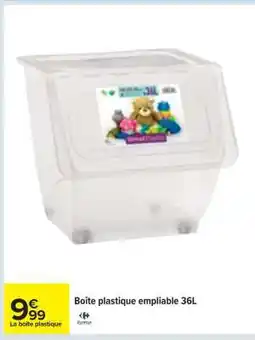 Carrefour Boîte plastique empilable 36L offre