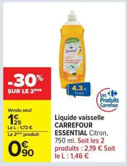 Carrefour Liquide vaisselle CARREFOUR ESSENTIAL Citron offre