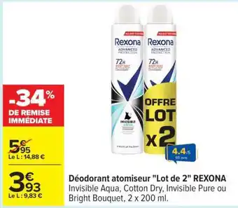 Carrefour Déodorant atomiseur Lot de 2 REXONA offre