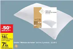 Carrefour Oreiller ''Mémoire de forme'' offre
