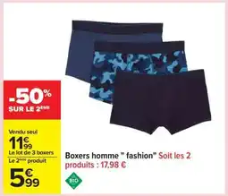 Carrefour Boxers homme fashion offre