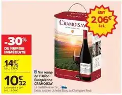Carrefour Cramoisay - vin rouge de l'union européenne offre
