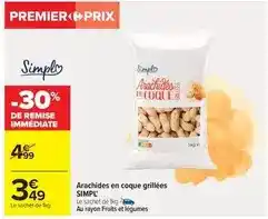 Carrefour Simply - arachides en coque grillées offre