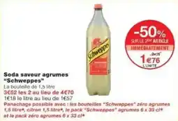 Monoprix Soda saveur agrumes schweppes offre