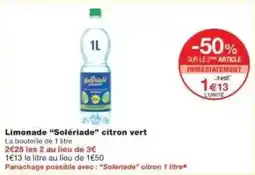Monoprix Limonade solériade citron vert offre