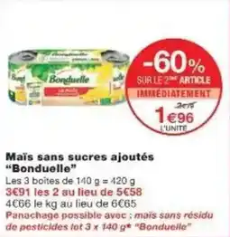 Monoprix Maïs sans sucres ajoutés bonduelle offre