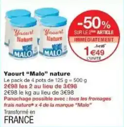 Monoprix Yaourt malo nature offre