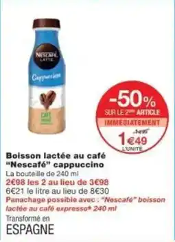 Monoprix Boisson lactée au café nescafé cappuccino offre