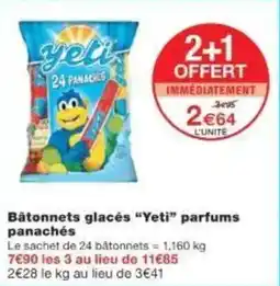 Monoprix Bâtonnets glacés yeti parfums panachés offre