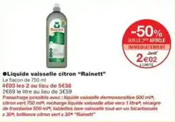 Monoprix Liquide vaisselle citron rainett offre