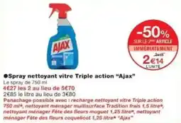 Monoprix Spray nettoyant vitre triple action ajax offre