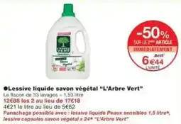 Monoprix Lessive liquide savon végétal l'arbre vert offre