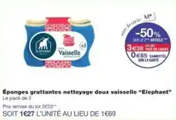 Monoprix Éponges grattantes nettoyage doux vaisselle elephant offre