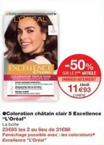 Monoprix Coloration châtain clair 5 excellence l'oréal offre