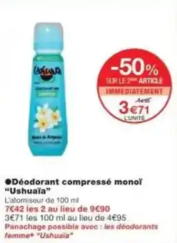 Monoprix Déodorant compressé monoï ushuaïa offre