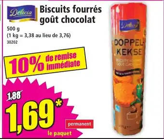 Norma DELICIA Biscuits fourrés goût chocolat offre