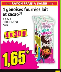 Norma 4 génoises fourrées lait et cacao offre