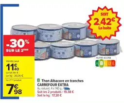 Carrefour CARREFOUR EXTRA Thon Albacore en tranches offre