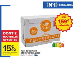 Carrefour CARREFOUR CLASSIC Huile de tournesol offre