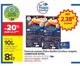 Carrefour CARREFOUR EXTRA Pavés de saumon Filière Qualité Carrefour congelés offre