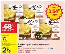 Carrefour MARIE Lot de 2 plats cuisinés individuels offre