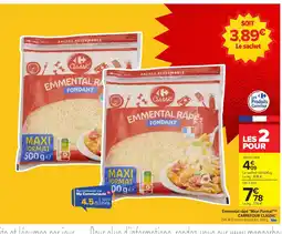 Carrefour CARREFOUR CLASSIC Emmental râpé Maxi Format offre