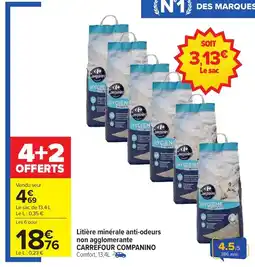 Carrefour CARREFOUR COMPANINO Litière minérale anti-odeurs non agglomerante offre