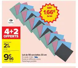 Carrefour Lot de 50 serviettes offre