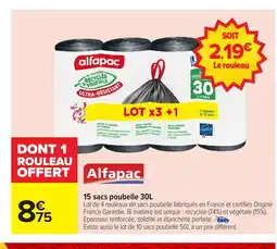 Carrefour ALFAPAC 15 sacs poubelle offre